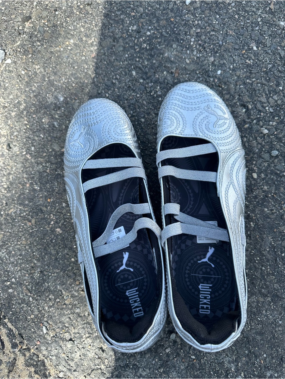 Wicked x PUMA Silver Ballet Flat Sneakers with Elastic Straps